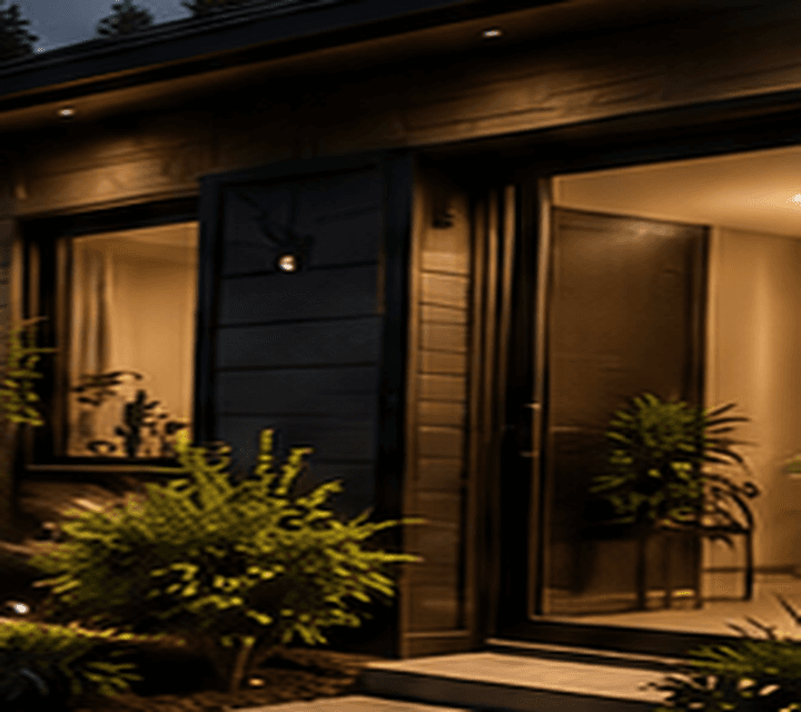 Sample landscaping microsite hero image with warm exterior lighting